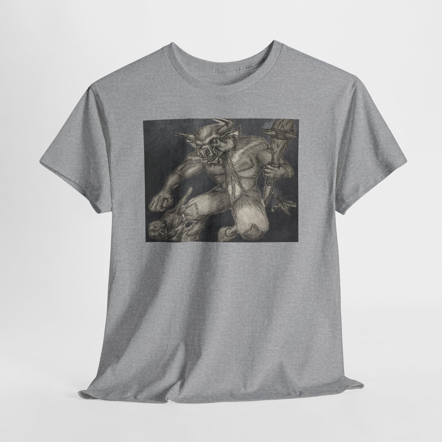 Bull Warrior With Kitten B & W design Unisex Tee