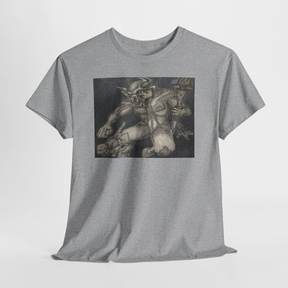 Bull Warrior With Kitten B & W design Unisex Tee