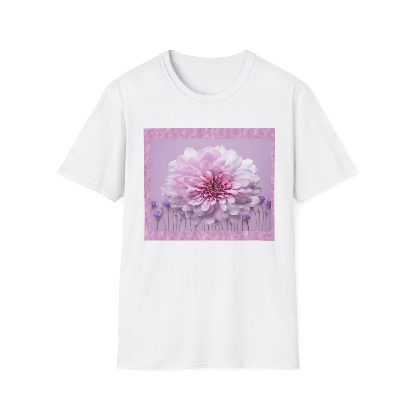 Pink Floral Art Unisex T-Shirt, Softstyle Tee, Summer Fashion, Gift for Her, Floral Shirt, Casual Wear