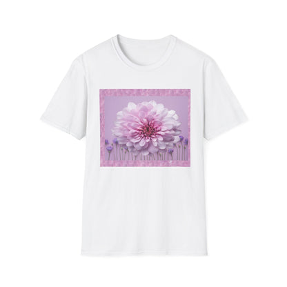 Pink Floral Art Unisex T-Shirt, Softstyle Tee, Summer Fashion, Gift for Her, Floral Shirt, Casual Wear