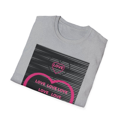 Love Heart Graphic T-Shirt — Neon Pink Retro Lines