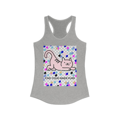 Cat Lover Racerback Tank, Find Your Inner Purr Shirt, Cute Cat Tank Top, Gift for Cat Moms, Summer Workout Gear, Pet Lover Apparel