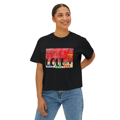 Colorful Love Boxy Tee, Women's Love T-Shirt, Casual Everyday Wear, Gift for Her, Summer Fashion Piece