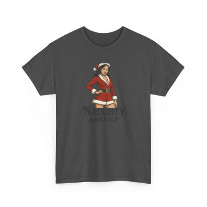 Unisex naughty and nice heavy weight Cotton Tee