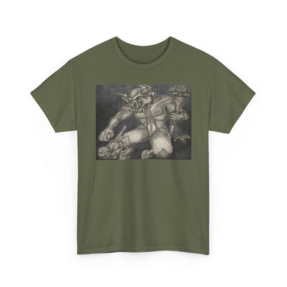Bull Warrior With Kitten B & W design Unisex Tee