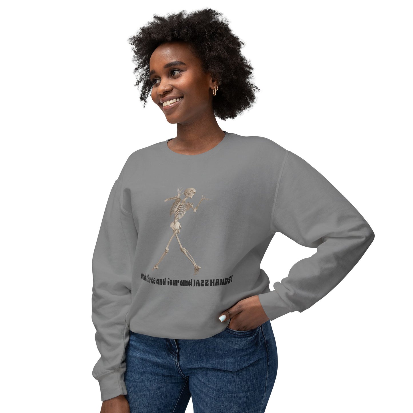 Skeleton Dance Unisex Lightweight Crewneck Sweatshirt, Halloween Sweater, Funny Gift, Casual Wear, Dance Lovers Sweatshirt, Unique Apparel