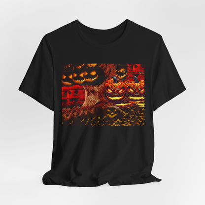 Halloween Distorted Pumpkin Graphic Tee, Unisex T-Shirt for Autumn, Spooky Season Top, Halloween Costume Idea, Men's & Women's Casual Wear