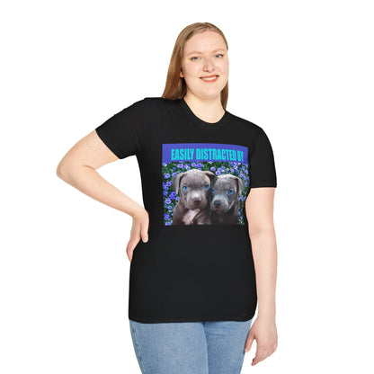 Easily Distracted by Puppies Cute Dog Lover T-Shirt, Easily Distracted by Dogs Tee, Perfect Gift for Pet Owners, Animal Lover Apparel, Casual Everyday Wear