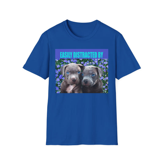 Easily Distracted by Puppies Cute Dog Lover T-Shirt, Easily Distracted by Dogs Tee, Perfect Gift for Pet Owners, Animal Lover Apparel, Casual Everyday Wear