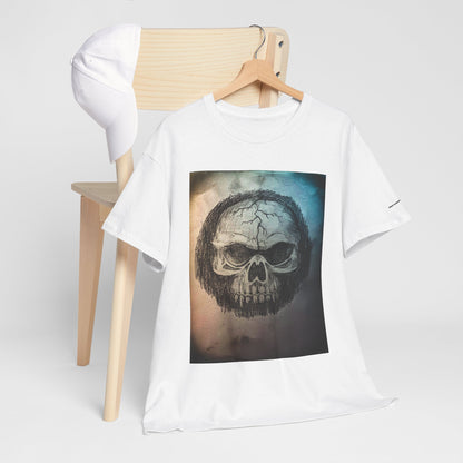 Skull Tee - Feathered Skull Hazy Border Design