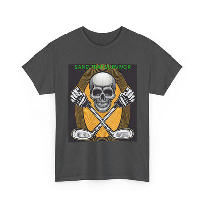 Golf Survivor Skull Tee, Unisex Heavy Cotton T-Shirt, Perfect Gift for Golf Lovers, Sports Apparel, Casual Wear, Skull Design