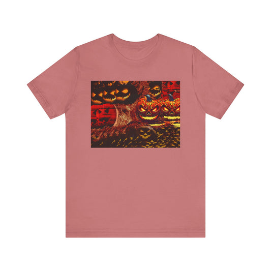 Halloween Distorted Pumpkin Graphic Tee, Unisex T-Shirt for Autumn, Spooky Season Top, Halloween Costume Idea, Men's & Women's Casual Wear