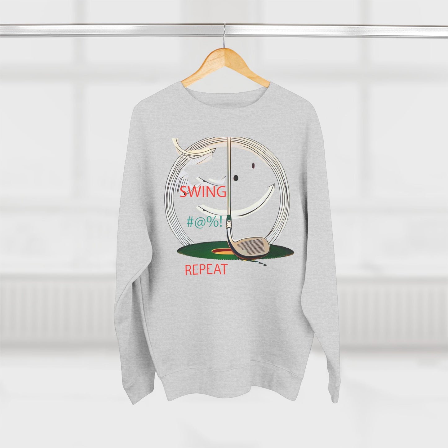 Golf Lover's Swing Unisex Crewneck Sweatshirt: Swing, Repeat, Perfect for Gifts, Sports Enthusiasts, Casual Wear, and Holidays