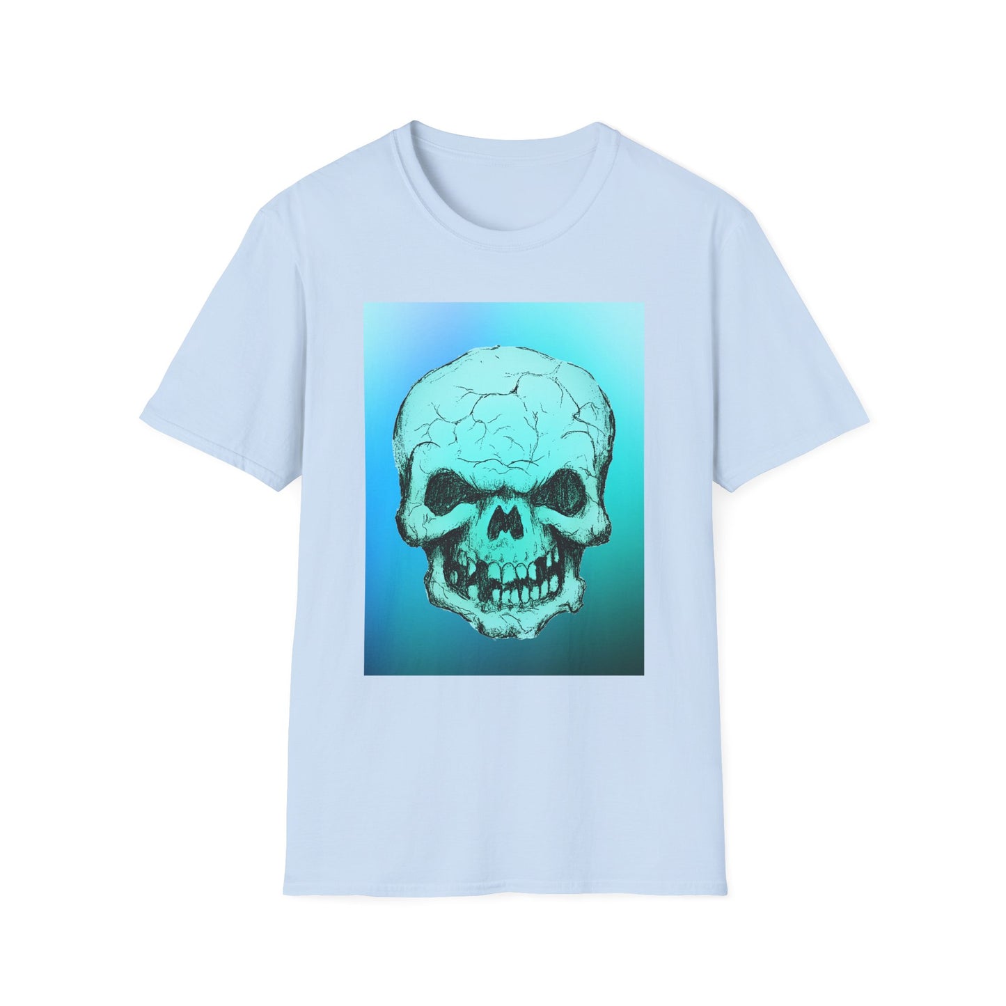 Skull Graphic  Bright Colored Unisex Softstyle T-Shirt, Edgy Tee, Casual Wear, Festival Apparel, Gift for Horror Fans, Halloween Clothing