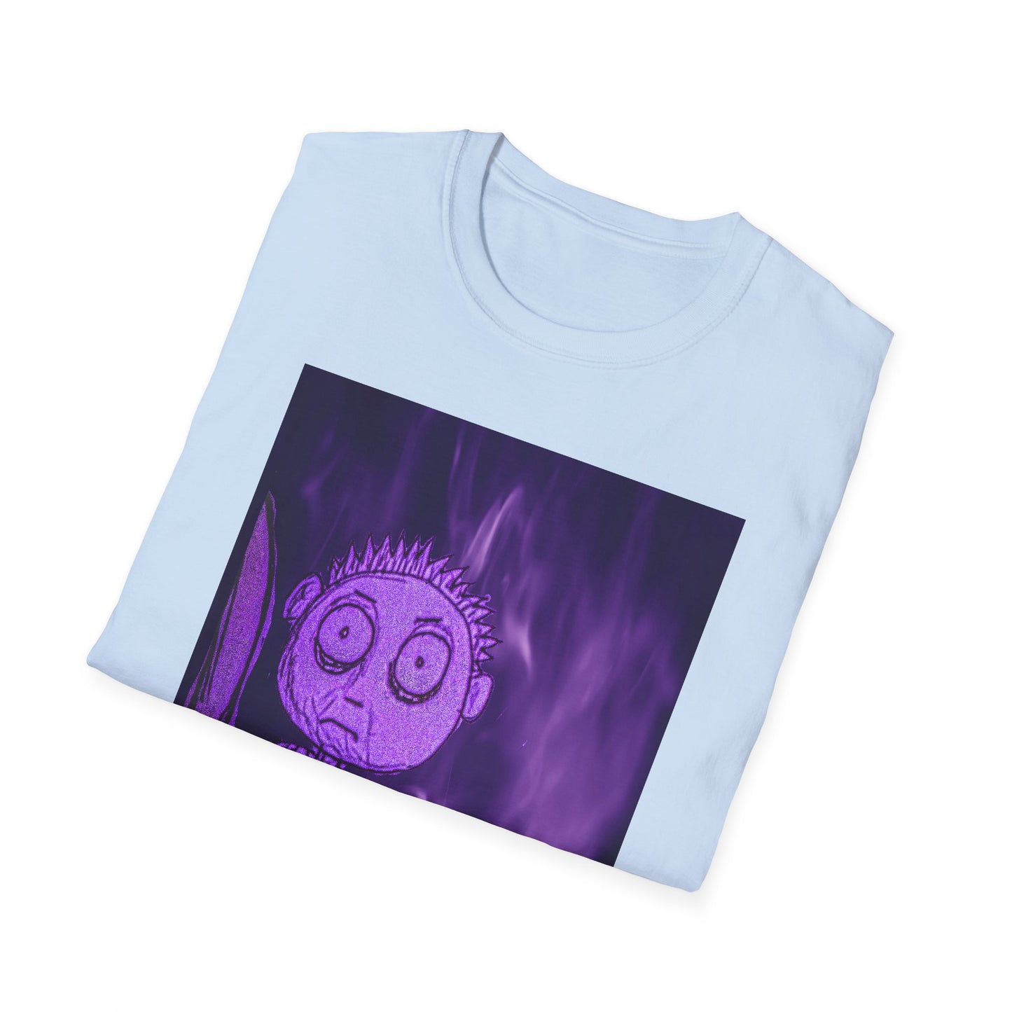 Gothic Purple Cartoon Horror Tee — Knife Kid with Teddy Graphic T-Shirt