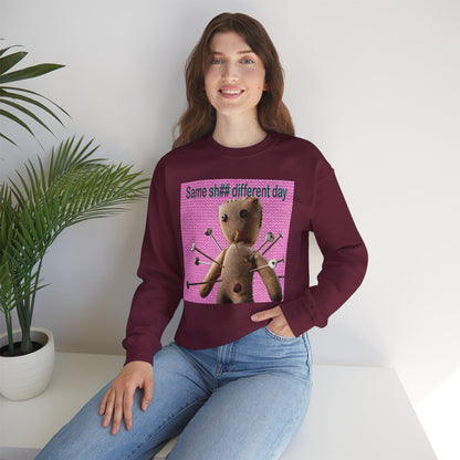 Voodoo Doll Funny Graphic Crewneck Sweatshirt, Casual Everyday Wear, Perfect Gift for Friends & Family, Humor, Quirky Style, Unisex