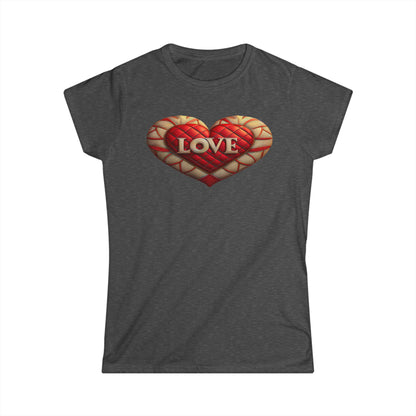 Women's Love Quilted Heart Tee — Red Quilted Heart "LOVE" Graphic Shirt
