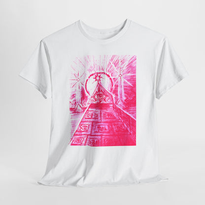 Pink Pyramid Eye Vibrant Artistic Unisex Heavy Cotton Tee | Creative Graphic Tee for Art Lovers, Casual Wear, Gifts, Festival Apparel, Statement Shirt