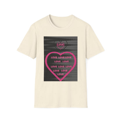 Love Heart Graphic T-Shirt — Neon Pink Retro Lines