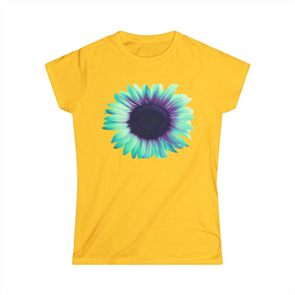Women’s Tee — Teal & Purple Sunflower Graphic
