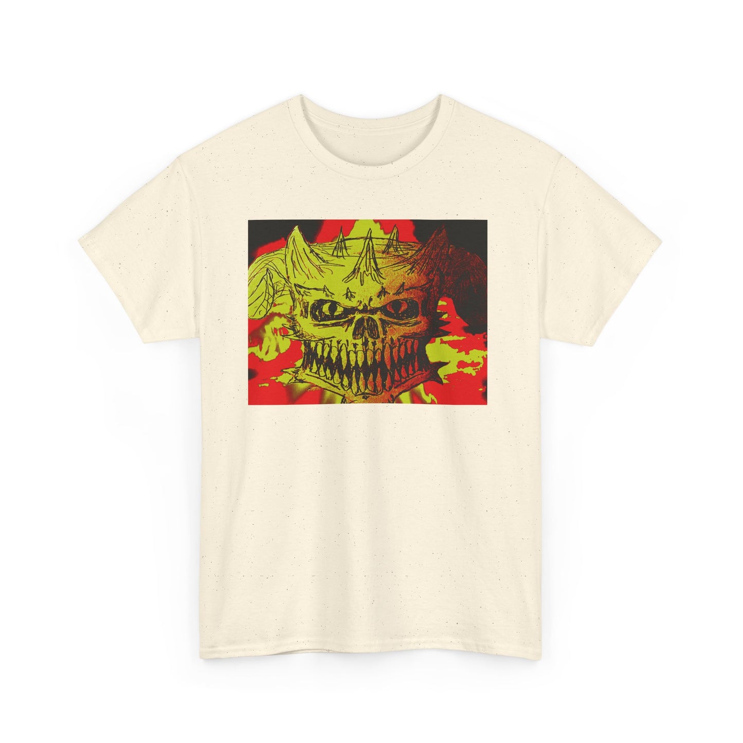 Skull Flame Graphic Tee — Neon Horror Skull T-Shirt