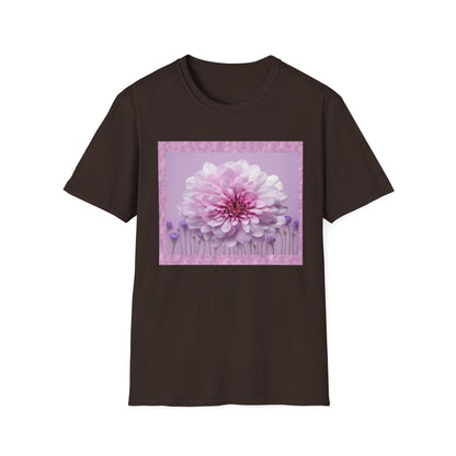 Pink Floral Art Unisex T-Shirt, Softstyle Tee, Summer Fashion, Gift for Her, Floral Shirt, Casual Wear