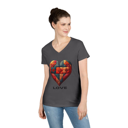 Love Patchwork Heart V-Neck Tee