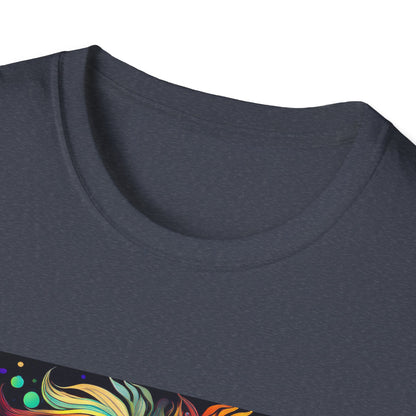 Colorful Leo Unisex Softstyle T-Shirt, Lion Graphic Tee for Animal Lovers, Astrology Shirt, Bold Art Wear, Gift for Leo Zodiac Fans