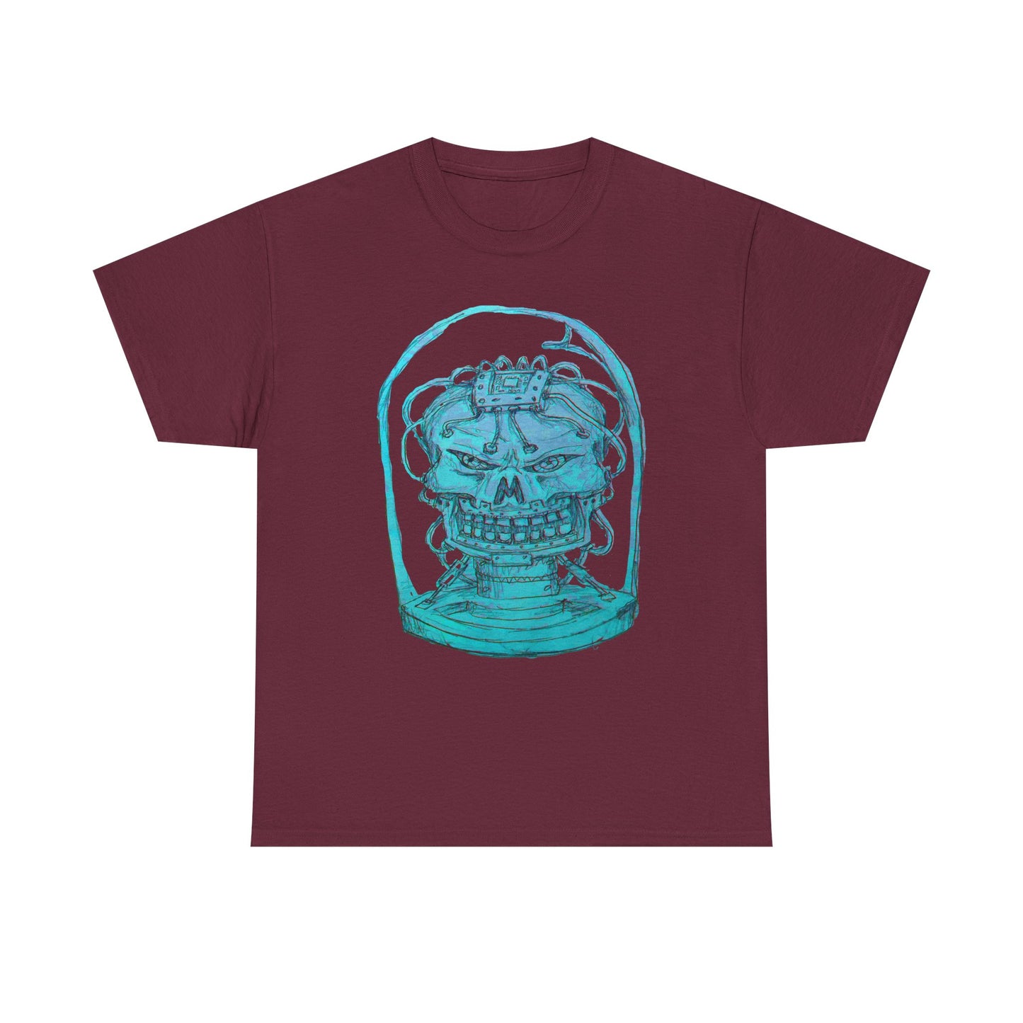 Vibrant Turquoise skull original design Unisex Heavy Cotton Tee