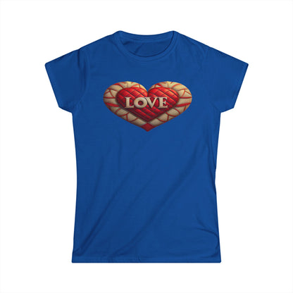 Women's Love Quilted Heart Tee — Red Quilted Heart "LOVE" Graphic Shirt
