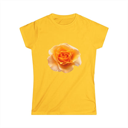 Women's Single Peach Rose Floral T-Shirt - Softstyle Tee with Delicate Yellow Rose, Perfect for Spring Outings, Mother’s Day Gift, Casual Wear, Flower [...]