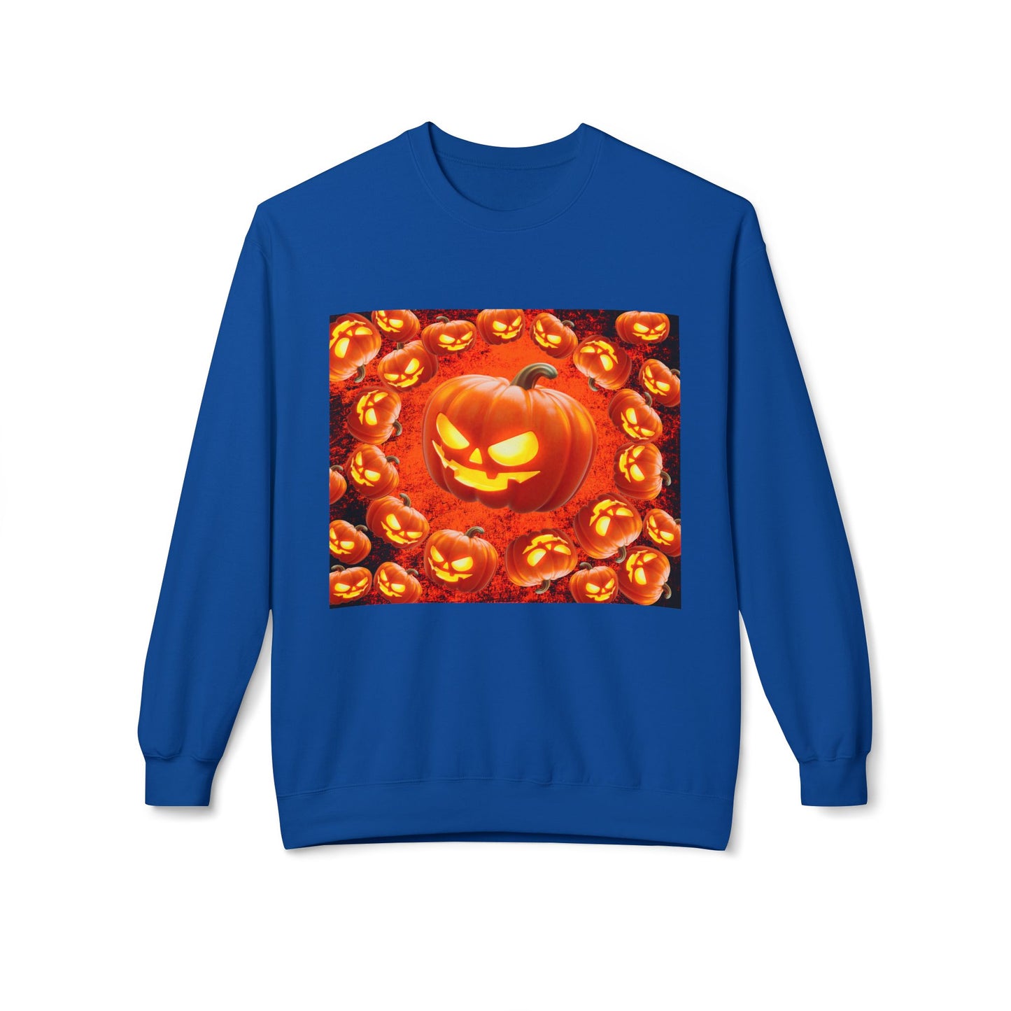 Halloween Pumpkin Planet Crewneck Sweatshirt, Cozy Unisex Fleece, Fall Fashion, Spooky Vibes, Seasonal Sweatshirt, Perfect for Autumn