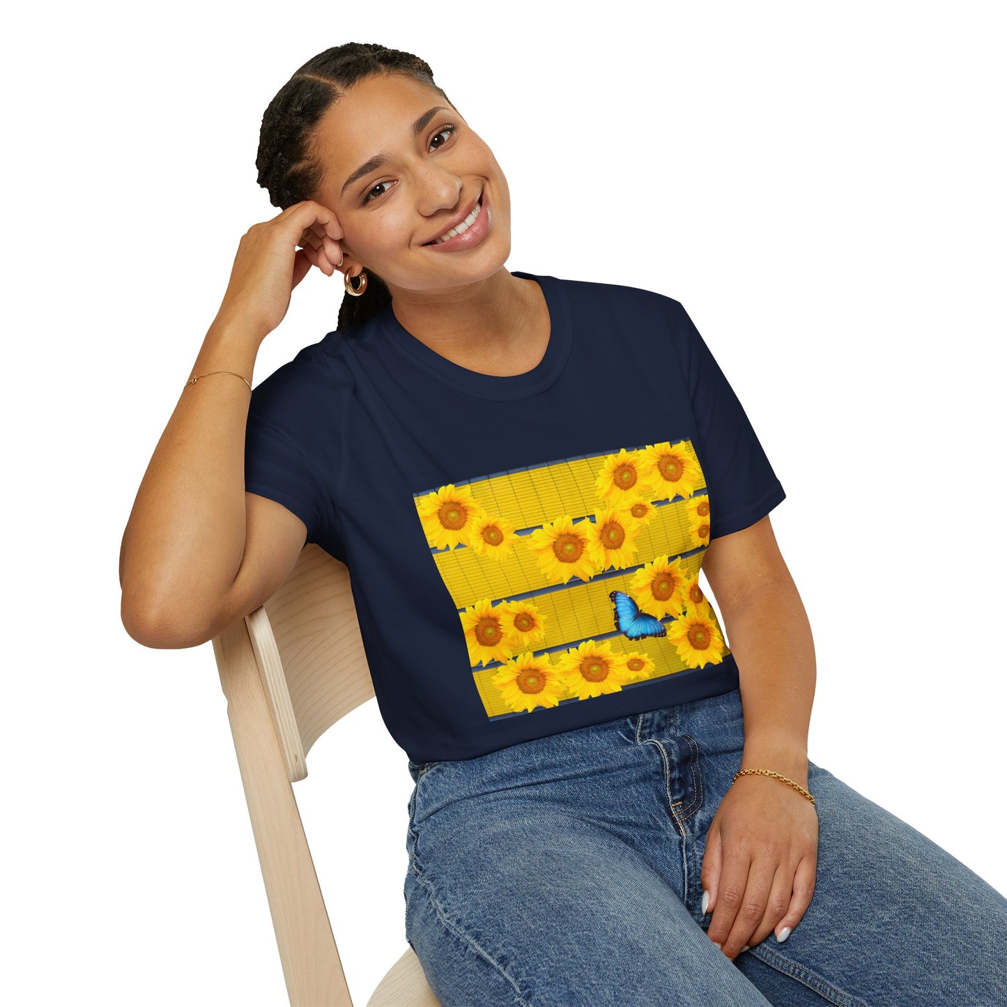 Sunflower & Butterfly Unisex T-Shirt | Floral Graphic Tee, Summer Fashion, Nature Lover Gift, Cute Casual Wear, Birthday Present