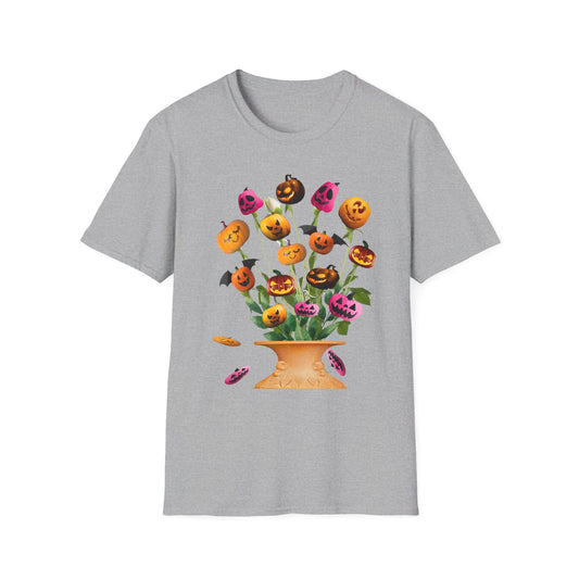 Halloween Pumpkin Bouquet T-Shirt, Cute Fall Tee, Unisex Graphic Shirt, Ideal for Halloween Parties, Seasonal Gift Idea
