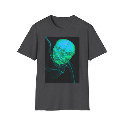 Glow-in-the-Dark floating vibe Skull T-Shirt, Creepy Halloween Tee, Unisex Softstyle Top, Spooky Gift for Teens, Unique Graphic Shirt