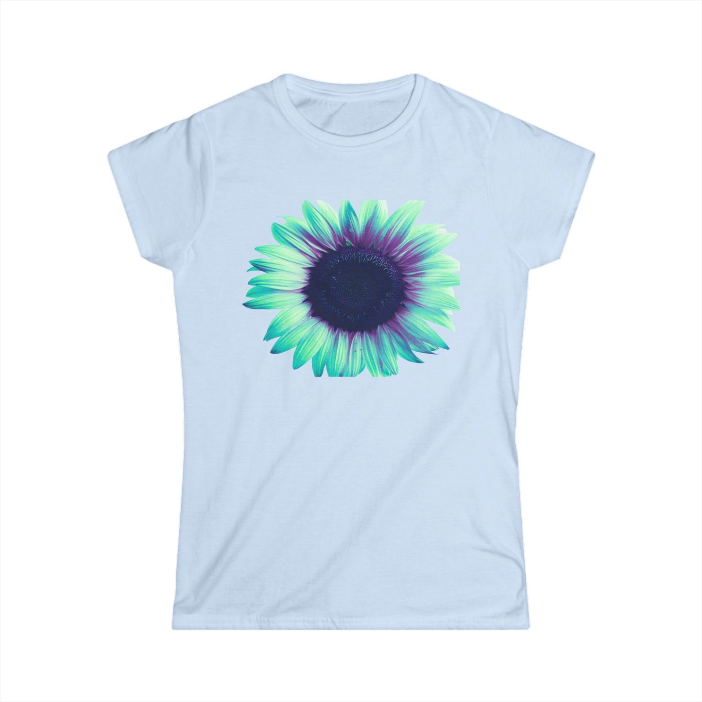 Women’s Tee — Teal & Purple Sunflower Graphic