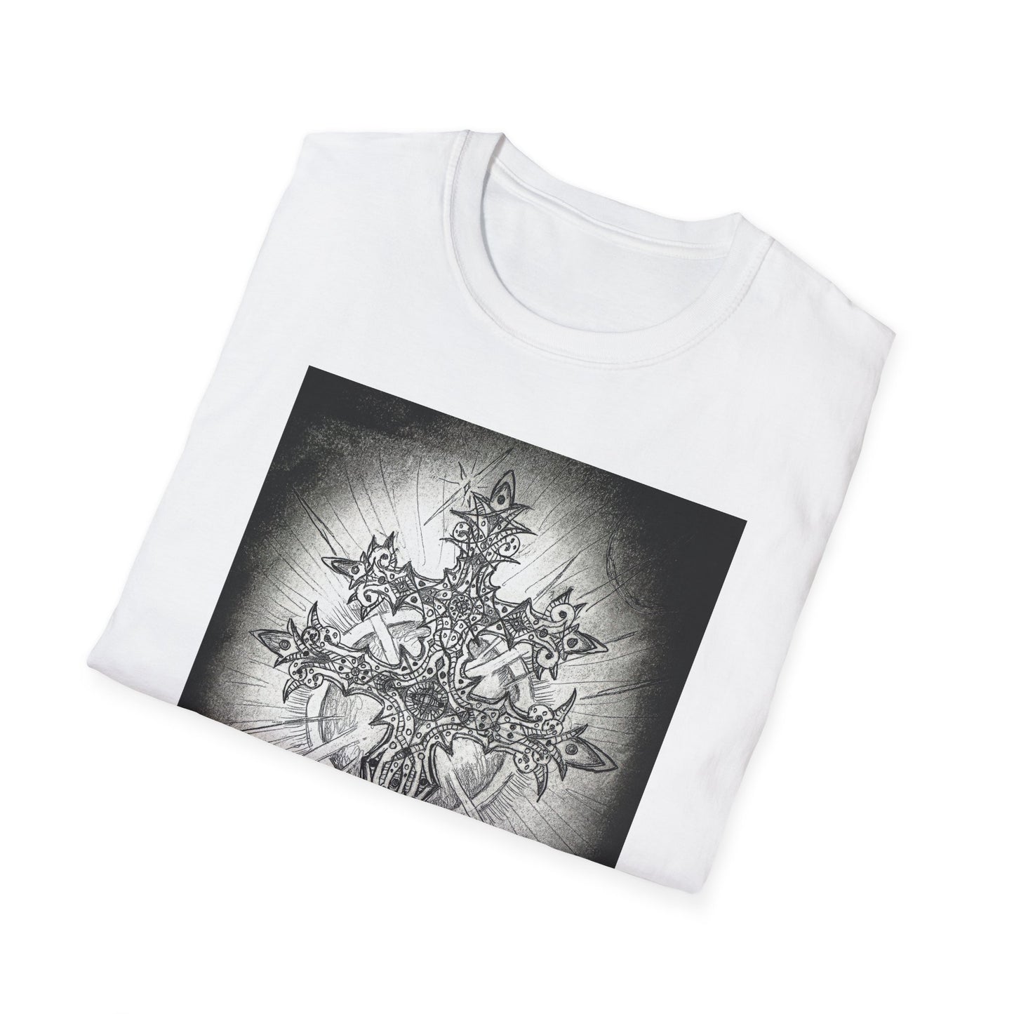 Celtic Cross Graphic Tee, Unisex Softstyle T-Shirt, Spiritual Cross Design Shirt, Casual Wear, Gift for Him/Her