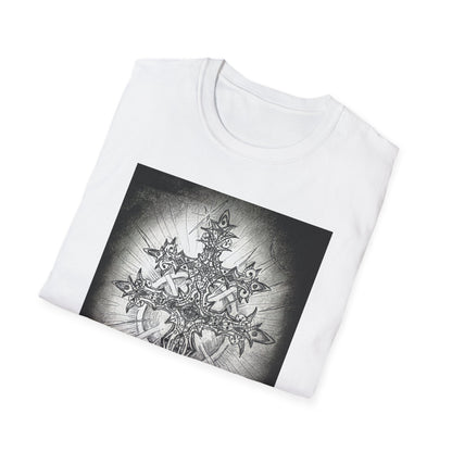 Celtic Cross Graphic Tee, Unisex Softstyle T-Shirt, Spiritual Cross Design Shirt, Casual Wear, Gift for Him/Her
