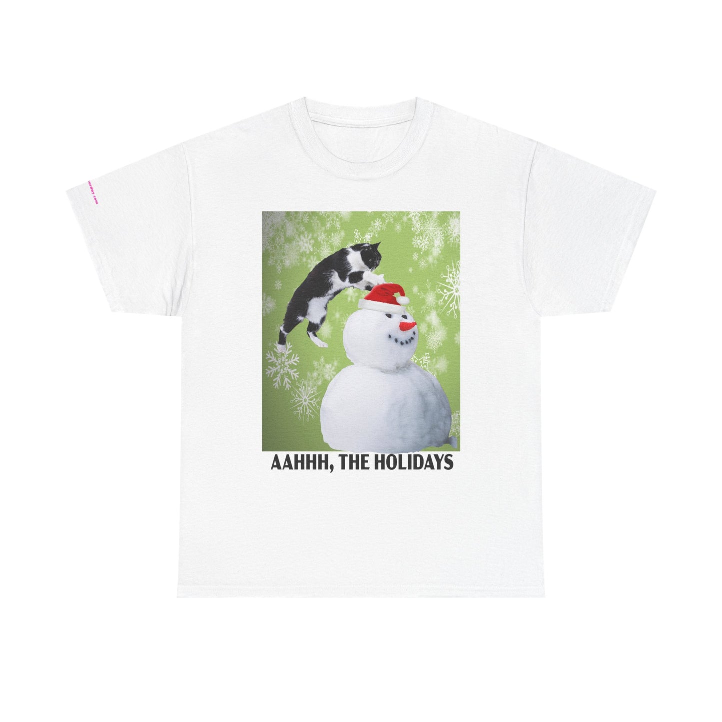 Holiday Cat T‑Shirt – “Aahhh, The Holidays” Funny Snowman Cat Tee
