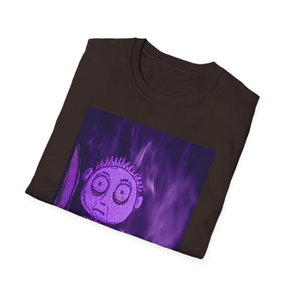Gothic Purple Cartoon Horror Tee — Knife Kid with Teddy Graphic T-Shirt