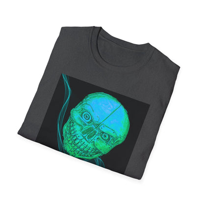 Glow-in-the-Dark floating vibe Skull T-Shirt, Creepy Halloween Tee, Unisex Softstyle Top, Spooky Gift for Teens, Unique Graphic Shirt