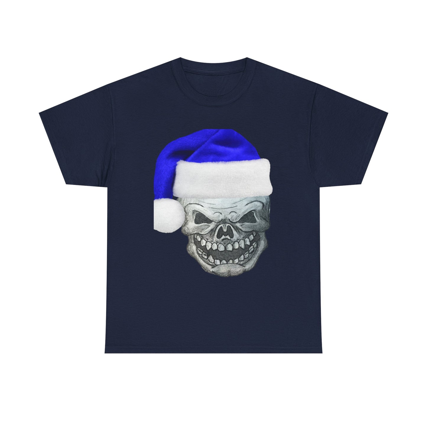 Skull in Blue Santa Hat T-Shirt