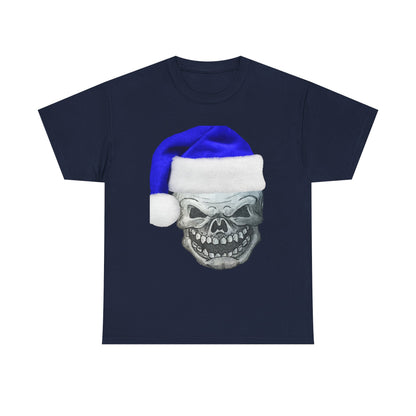 Skull in Blue Santa Hat T-Shirt