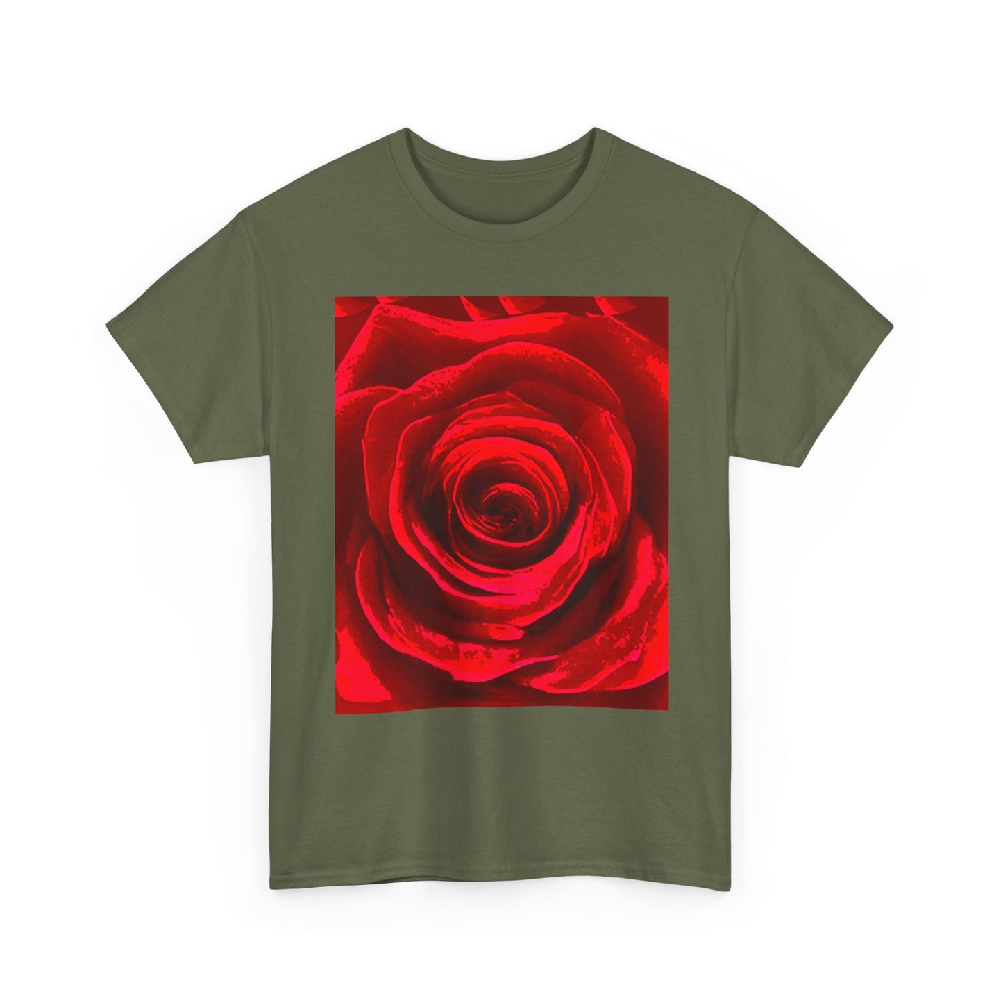 Romantic Rose Unisex Heavy Cotton Tee, Gift for Valentine's Day, Floral Shirt, Casual Wear, Love, Nature Lover Tee