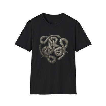 Serpent Design T-Shirt - Unisex Softstyle Apparel for Nature Lovers, Graphic Tee, Casual Wear, Gift for Her/Him, Birthday