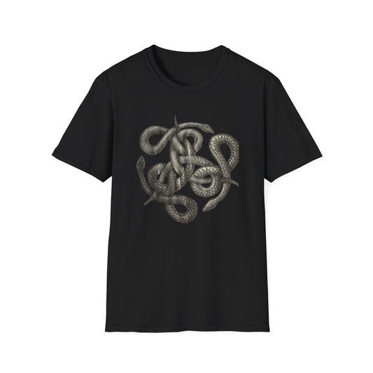 Serpent Design T-Shirt - Unisex Softstyle Apparel for Nature Lovers, Graphic Tee, Casual Wear, Gift for Her/Him, Birthday