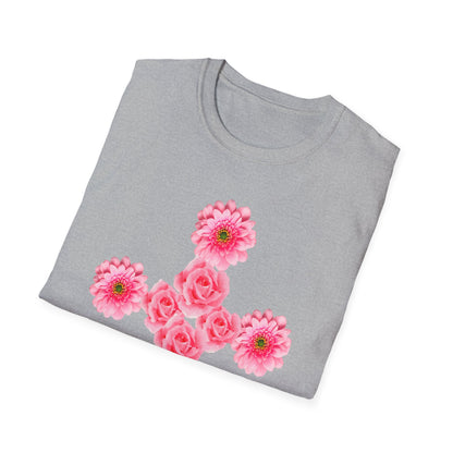 Floral Pink Rose Cross T-Shirt