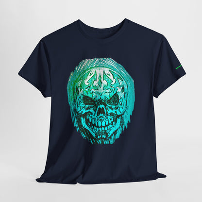 Vibrant Green Skull Graphic Tee - Unisex Heavy Cotton