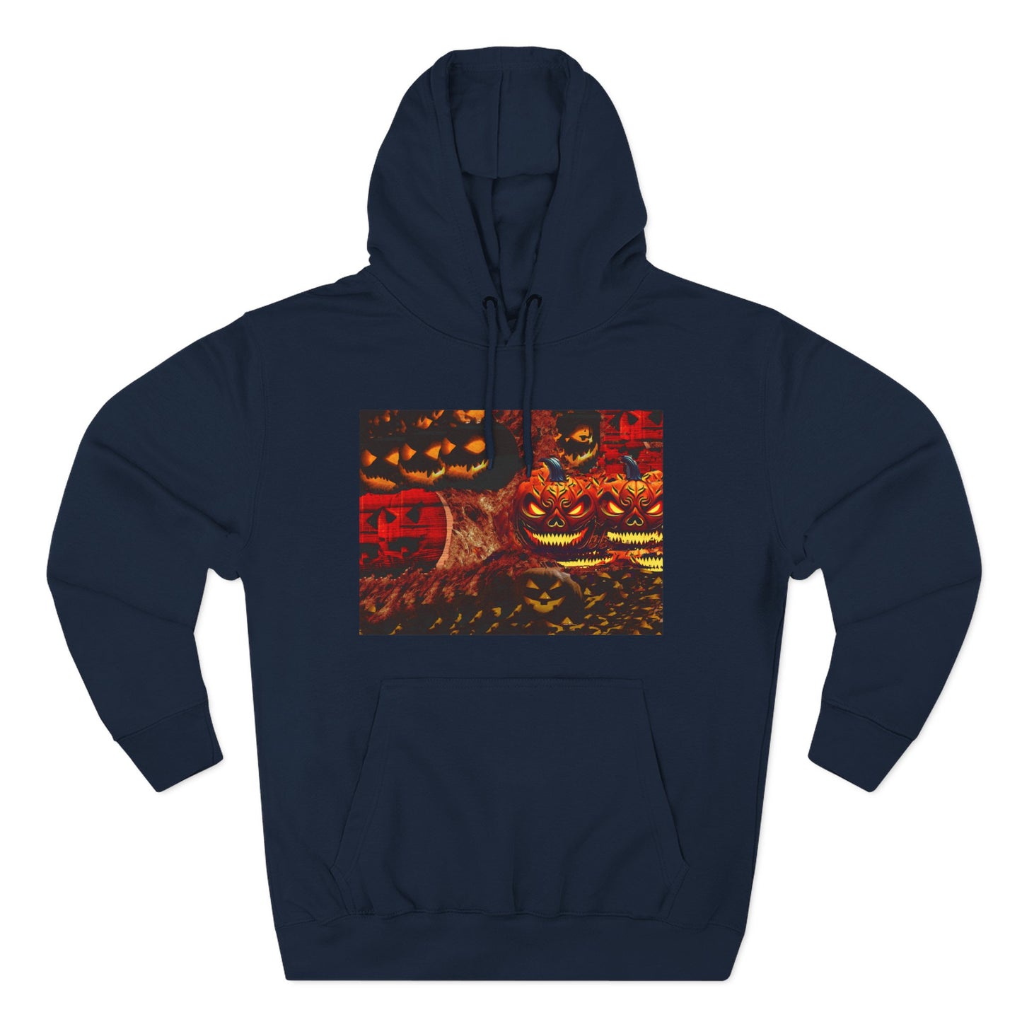 Halloween Distorted Pumpkin Three-Panel Fleece Hoodie