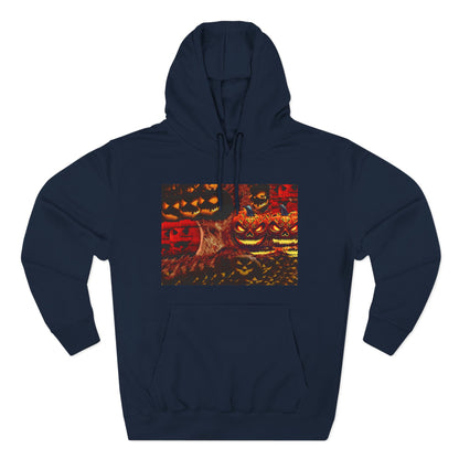 Halloween Distorted Pumpkin Three-Panel Fleece Hoodie